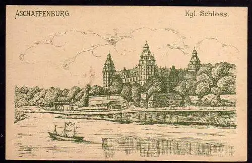 69609 Ansichtskarte Aschaffenburg 1914 Frauenverein Rotes Kreuz