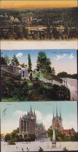 160629 3 Ansichtskarte Erfurt Der Dom 1909 Steigerwald 1906 Stadtparkanlagen 1927