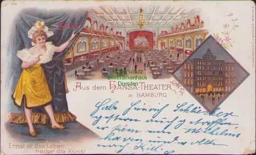 160675 AK Aus dem HANSA-THEATER in HAMBURG 1899 Litho Ernst ist das Leben