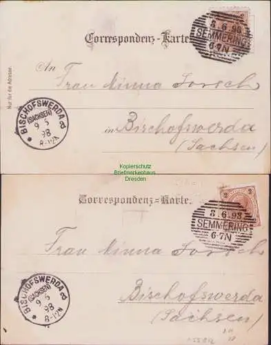 155812 2 AK Semmering 1898 Litho Kapelle Hotel Waldhof Bolleros Tunnel Bahnhof