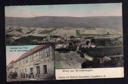 102243 AK Großleinungen Grossleinungen Gasthof zur Post W. Bornträger 1908