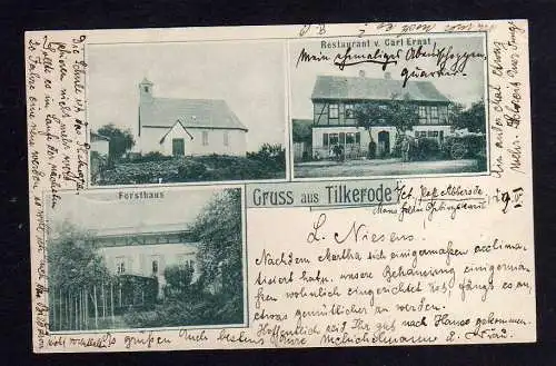 102236 Ansichtskarte Tilkerode 1902 Kirche Forsthaus Restaurant Carl Ernst Abberode