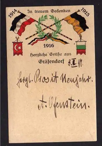 102282 AK Gräfendorf 1917 FAhne Flagge Weltkrieg Verlag Feld und Heimat