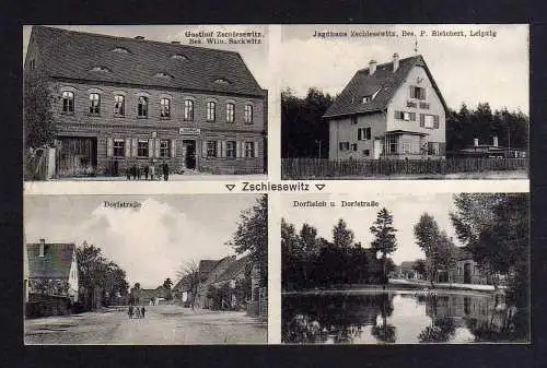 102249 Ansichtskarte Zschiesewitz bei Gräfenhainichen 1916 Gasthof Sackwitz Jagdhaus Bleich