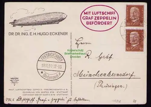 B18948 Postkarte DR Deutsches Reich 2x 420 1930 Mannheim Friedrichshafen Luftsch