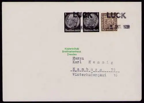 B21060 Brief DR Deutsches Reich 1938 Luck Böhmen Notstempel