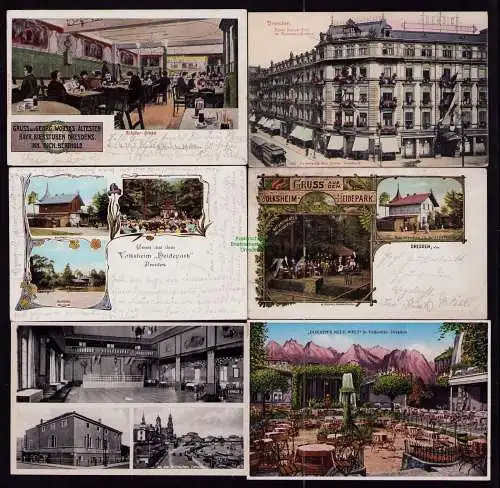 172971 6 AK Dresden Hotel Europäischer Hof um 1905 Volksheim Heidepark 1901