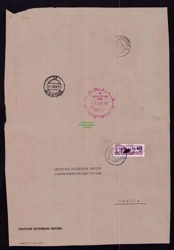 B21093 Briefauschnitt DDR ZKD 12 1309 Notenbank Meißen nach Berlin