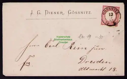 B21049 Brief DR Deutsches Reich 19 Gössnitz nach Dresden 1874