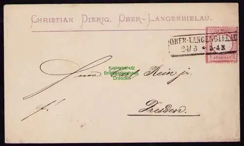 B21050 Brief DR Deutsches Reich 19 Ober-Langenbielau nach Dresden 1874 1873 ?