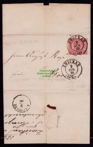 B21015 Brief Faltbrief NDP 16 Zwickau nach Borna 1869