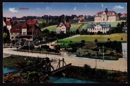 172952 Ansichtskarte Döbeln Panorama kleine Brücke um1925