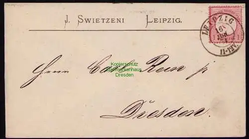 B21047 Brief DR Deutsches Reich 19 Leipzig 1874 n. Dresden Schraubenkopfabdruck