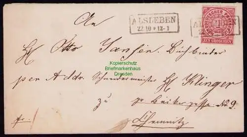 B21039 Brief NDP 4 Alsleben um 1868 nach Chemnitz