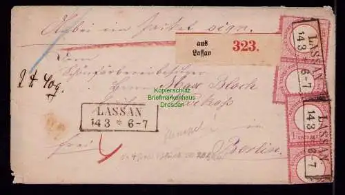 B21008 Paketbegleitbrief Lassan 1872 mit Inhalt 1871 DR Deutsches Reich 2 Paare