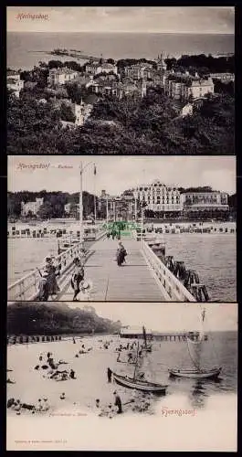 172930 3 Ansichtskarte Heringsdorf Usedom Panorama Seebrücke Kurhaus Familienbad Kulm