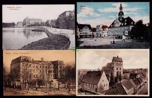 172966 4 Ansichtskarte Borna Leipzig Rathaus 1926 Kirche 1934 Realgymnasium Lehrerseminar