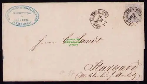 B21013 Brief NDP 1870 2 Groschen Hufeisenstempel Lübeck Spalink 22-2 n Stargard