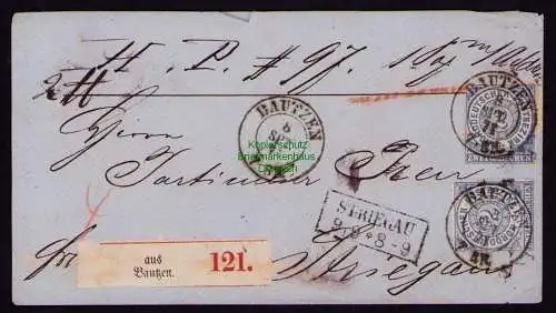 B21012 Brief NDP Paketbegleitbrief 2x 17 1871 nach Striegau Verschlussmarke Preu