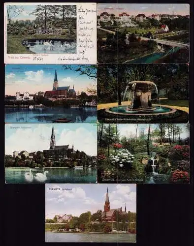 172736 7 Ansichtskarte Chemnitz Stadtpark 1917 1901 Zipper Müllerbrunnen Küchwald 1908