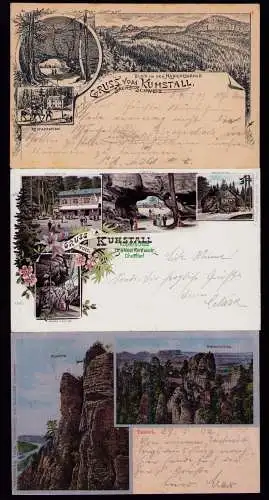 172838 3 Ansichtskarte Sächsische Schweiz Litho 1897 Restauration Federlitho 1893 Bastei