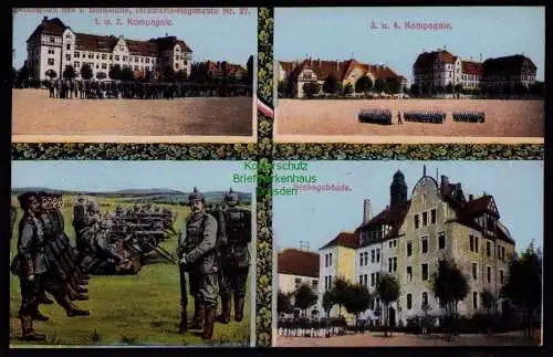 172842 Ansichtskarte Infanterie Regiment Nr. 27 Halberstadt Kasernen Stabsgebäude