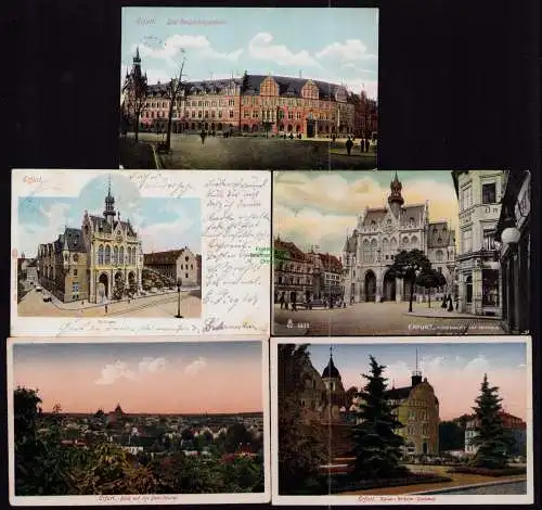 172637 5 AK Erfurt Fischmarkt Rathaus 1906 Hauptpost 1908 Panorama