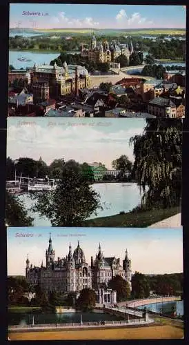 172631 3 Ansichtskarte Schwerin 1912 1926 Burggarten Marstall Schloss