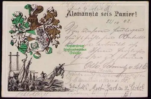 162521 AK Bingerbrück Studentika1902 Alemannia sei`s Panier großes Wappen