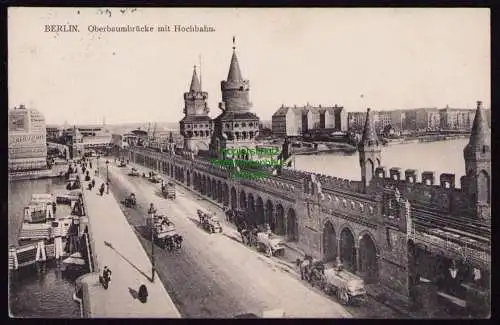 172601 AK Berlin 1908 Oberbaumbrücke mit Hochbahn