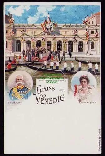 162553 Ansichtskarte Venedig Litho um 1900 Ankunft des Kaiserpaares König Humbert