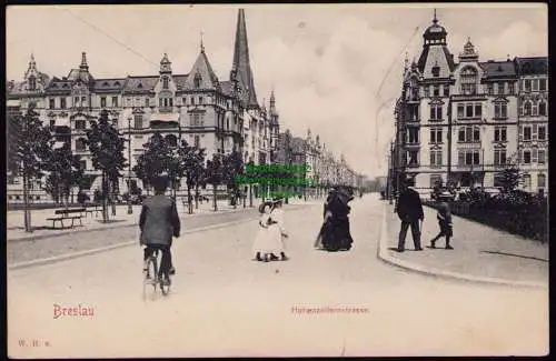 162457 Ansichtskarte Breslau Wroclaw  Hohenzollernstraße um 1905