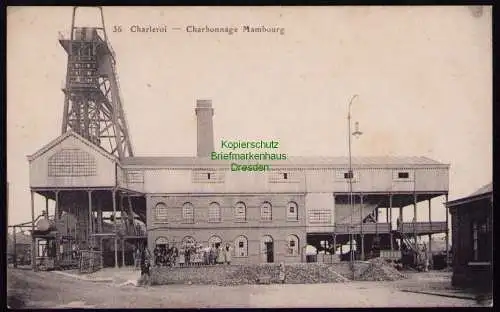 162539 AK Charleroi Charbonnage Mambourg Förderturm um 1915