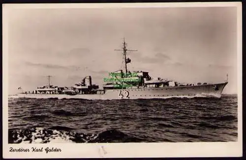 162516 AK Zerstörer Karl Galster um 1940 Feldpost Kriegsmarine