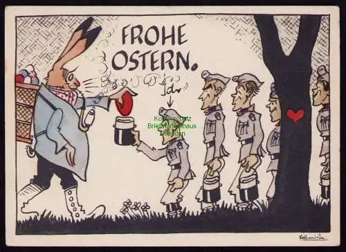 162599 AK Ostern Osterhase Lustige Osterkarte der Division Nr. 7 Feldpost 1940