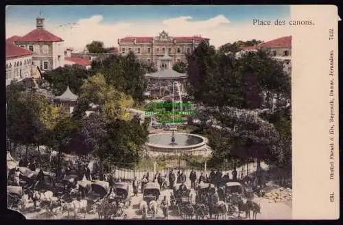 172606 Ansichtskarte Beirut 1908 Place des Canons Deutsche Post in der Türkei