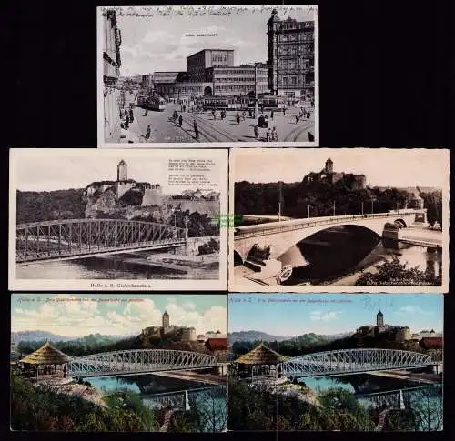 172673 5 Ansichtskarte Halle Saale Giebichenstein 1938 Städt. Arbeitsamt Brücke 1913