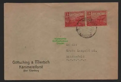 B11243 Brief SBZ Provinz Sachsen 2x 90 Naumdorf über Eilenburg Kämmereiforst n.