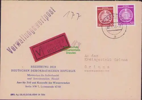 B-17898 Brief DDR Dienst Verwaltungswertpost Berlin W 63 Regierung nach Grimma