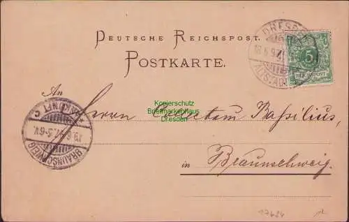 B-17634 DR Deutsches Reich Postkarte 1897 F. Ries Königl. Sächs. Hof Musikalien