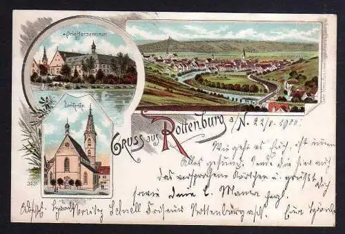 96951 AK Rottenburg am Neckar 1900 Litho Priesterseminar Domkirche Ort