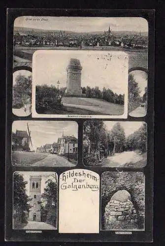 77797 AK Hildesheim Galgenberg Windmühle Mole Mozartstraße Bismarcksäule 1905