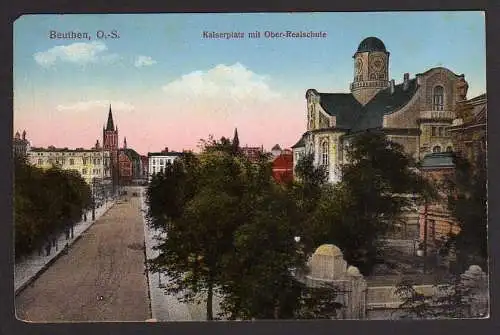 70150 Ansichtskarte Beuthen O.-S. Kiserplatz Ober Realschule