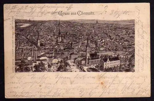 62148 Ansichtskarte Chemnitz 1900 Zeichnung Lichtdruck