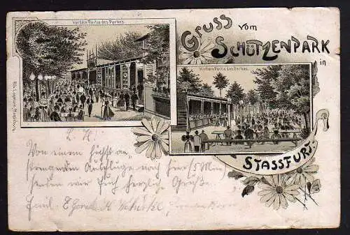 61975 Ansichtskarte Stassfurt Restaurant Schützenpark 1902 Litho