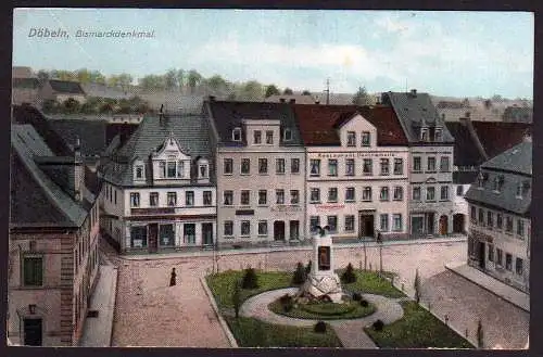 60367 Ansichtskarte Döbeln 1907 Restaurant Zentralhalle Bismarckdenkmal