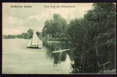 51533 Ansichtskarte Lychen 1917 Blick nach der Knippscheere Drei Kronen am Markt