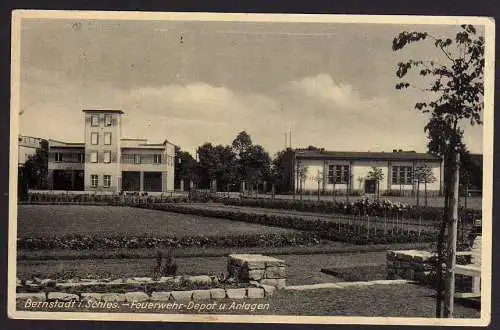 50906 Ansichtskarte Bernstadt Schlesien Feuerwehr Depot und Anlagen um 1930 ohne Ansichtskarte Vordruc