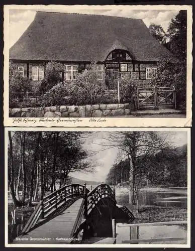 41012 2 Ansichtskarte Malente Gremsmühlen 1942/43 Kurhausbrücke