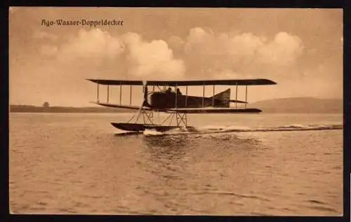 40959 AK Posen Ago Wasser Doppeldecker Flieger Ersatz